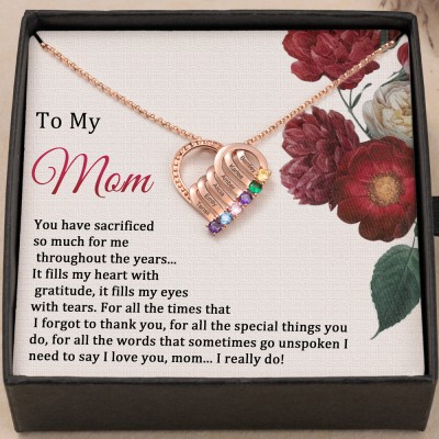 Custom To My Mom Name Necklace with Birthstones Gift Ideas for Mom Birthday Gift Christmas Gifts