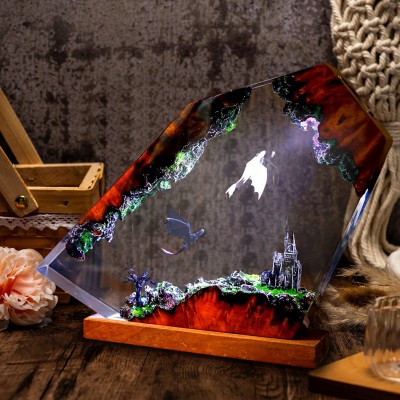 Handmade Dragon Couple Resin Wood Lamp Birthday Gift for Him Gifts for Couple Christmas Gift