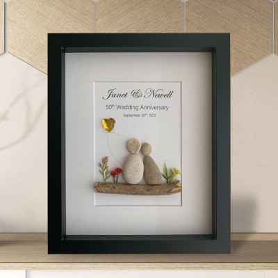 Personalized Wedding Anniversary Pebble Art Frame Anniversary Gift