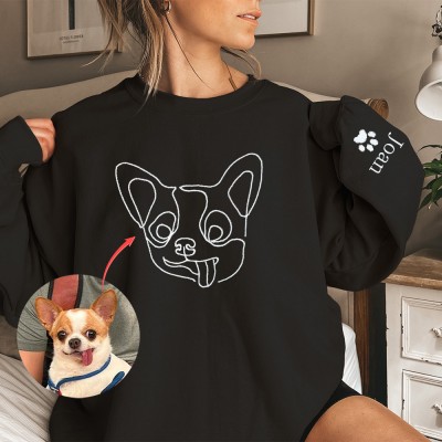 Personalized Dog Photo Outline Embroidered Sweatshirt Hoodie Unique Gifts for Pet Lovers