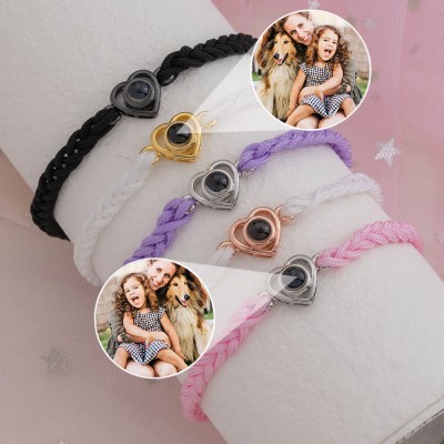 Personalized Mom Heart Photo Projection Bracelet Christmas Gift for Grandma Mom