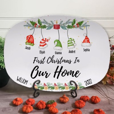 Personalized First Christmas In Our Home Platter with Kids Names Christmas Gift For Family