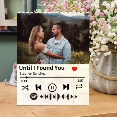 Custom Music Song Photo Block Puzzle Valentine's Day Gift for Couple Anniversary Gifts for Wife Husband