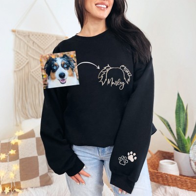 Custom Pet Ear Outline Embroidered Sweatshirt Hoodie Shirt Gifts for Pet Lovers
