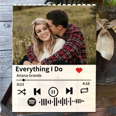 Spotify Building Photo Block Puzzle Personalized Gifts for Couple Valentine's Day Gift Ideas