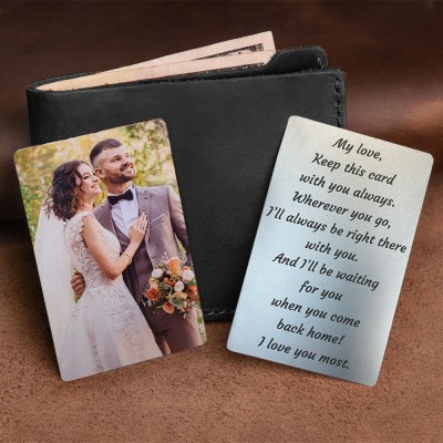 Personalized Engraved Couple Photo Metal Wallet Card Custom Insert Gifts for Men Valentine's Day Gift for Husband Boyfriend