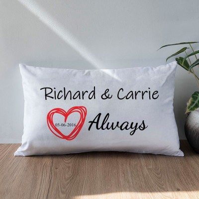 Personalized Anniversary Pillow with Couple Names and Date