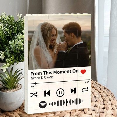 Custom Spotify Music Building Photo Block Brick Puzzle Keepsake Gifts for Him Valentine's Day Gift Ideas