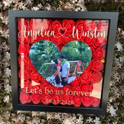 Personalized Photo Flower Shadow Box for Anniversary Valentine's Day