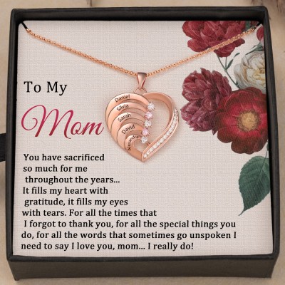 Personalized To My Mom Birthstone Necklace with Kids Names Unique Gift Ideas for Mom Adoption Gifts Christmas Gifts