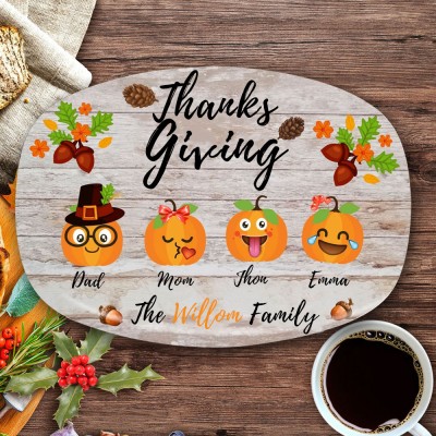 Personalized Thanksgiving Pumpkin Dinner Platter