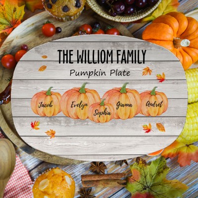 Personalized Thanksgiving Pumpkin Family Platter Happy Thanksgiving Gift For Family