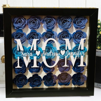 Personalized Paper Flower Shadow Box Keepsake Gift for Mom Grandma New Mom Gift