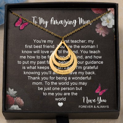 To My Amazing Mom Drop Shaped Name Necklace Personalized Gifts for Mom New Mom Gift