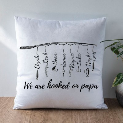 Personalized We Are Hooked on Papa Pillow Father's Day Gift