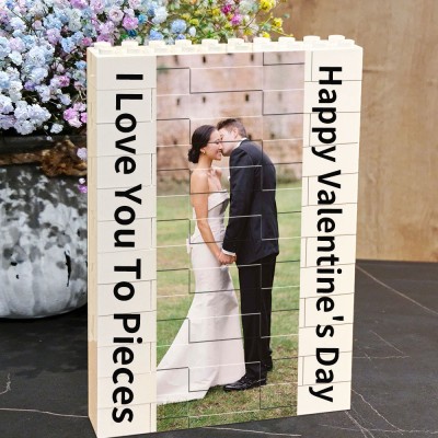 Love You To Pieces Personalized Engraved Photo Block Puzzle Anniversary Gift for Husband Valentine's Day Gift Ideas for Her