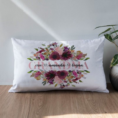 Personalized Engraving 1-20 Kids Names Family Pillow Mother's Day Gift