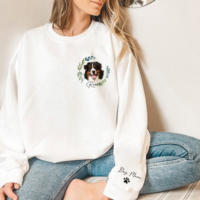 Dog Portrait Sweater Custom Pet Face And Pet Name Sweatshirt Dog Mom Gift Ideas Gift for Pet Lovers