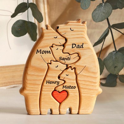 Personalized Wooden Bear Family Puzzle Family Keepsake Gifts Christmas Gift Ideas