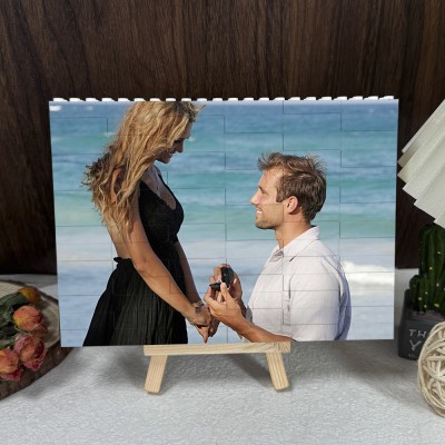 Personalized Rectangle Shape Photo Block Building Puzzle Engagement Gifts Vakentine's Day Gift Ideas for Couple 
