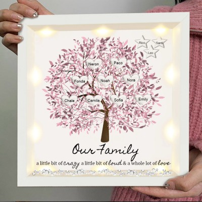 Personalized Family Tree Light Up Frame with Kids Names Gifts for Mom Grandma Family Home Decor