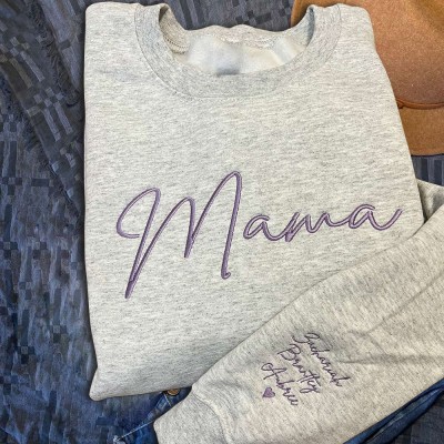 Custom Mama Embroidered Sweatshirt Hoodie With Kids Names Unique Gift For New Mom Mother's Day Gift Ideas