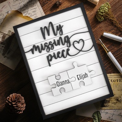 Personalized My Missing Piece Puzzle Sign Frame Keepsake Gifts for Couple Valentine's Day Anniversary Gift Ideas