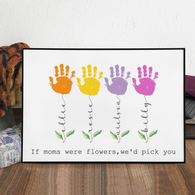 Custom DIY Handprint Frame With Kiids Names Mother's Day Gift Ideas Family Gift For Mom