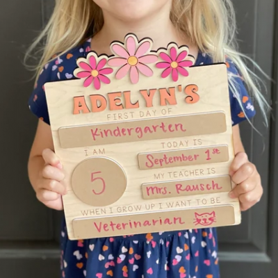 Personalized Wooden First Day of School Sign for Kids