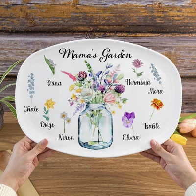 Custom Mama's Garden Birth Flower Plate Mother's Day Gift Ideas