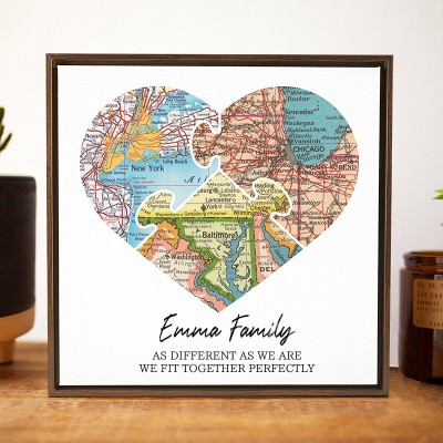 Personalized Long Distance Family Map Art Print Frame Housewarming Gift Anniversary Gifts Ideas Family Keepsake Gifts