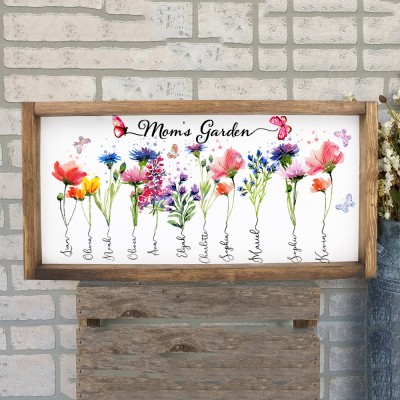 Personalized Mom's Garden Birth Month Flower Frame With Kids Name Mother's Day Gifts Family Gift For Mom Grandma