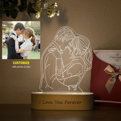Custom 3D Photo Night Lamp Gift for Lover Couple Led Desk Lamp Valentine's Day Gift for Girlfriend