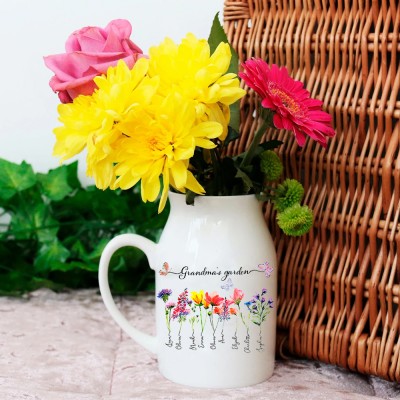 Personalized Grandma's Garden Birth Flower Vase Mother's Day Gift Ideas