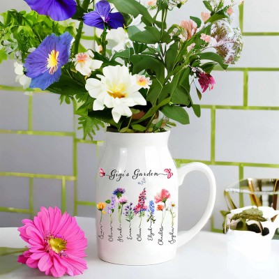 Custom Gigi's Garden Birth Flower Vase Unique Gift For Grandma Mom Mother's Day Gift Ideas