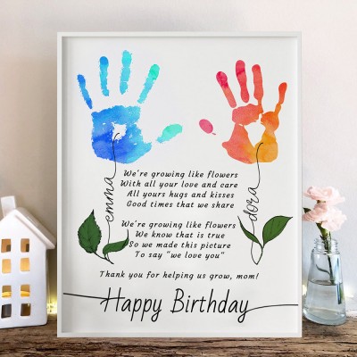 Personalized DIY Birthday Handprint Frame Unique Gifts for Mom Grandma Birthday Gift Ideas