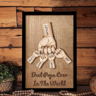 Personalized Best Dad Ever Fist Bump Sign Keepsake Gift for Dad Father's Day Gift Ideas