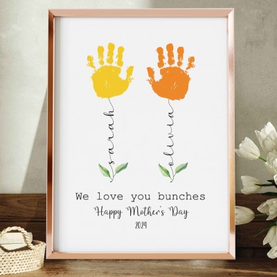 We Love You Bunches Personalized Wooden DIY Handprint Frame Sign Unique Mother's Day Gift
