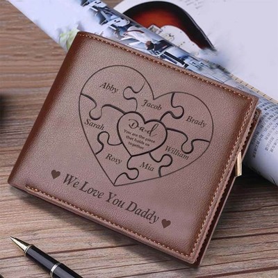 Father's Day Gift Personalized Dad You Are the Piece That Holds Us Together Leather Trifold Wallet