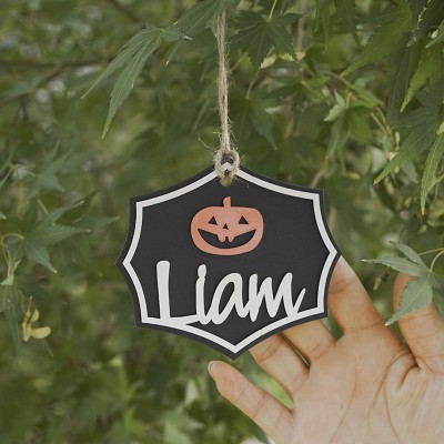 Personalized Halloween Pumpkin Bag Name Tags Candy Bucket For Kids