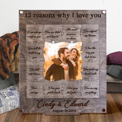 Personalized Wooden Puzzle Pieces Frame Valentine's Day Gift Ideas for Him Anniversary Gifts for Boyfriend