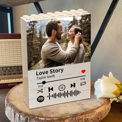 Custom Spotify Music Photo Building Block Puzzle Keepsake Gifts for Boyfriend Valentine's Day Gifts Anniversary Gift Ideas 