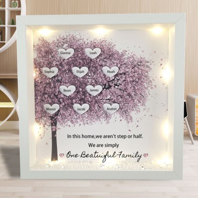 Personalized Light Up Family Tree Box Frame with 1-25 Names Mother's Day Gift For Grandma, Mom