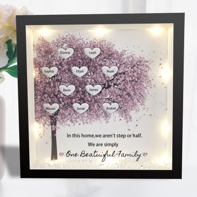 Personalized Light Up Family Tree Box Frame with 1-25 Names Mother's Day Gift For Grandma, Mom