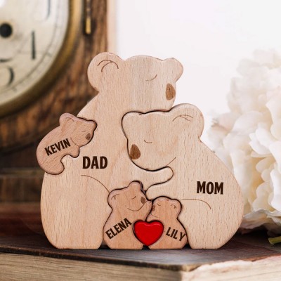 Custom Koala Family Engraved Name Wooden Puzzle Mother's Day Gift Ideas