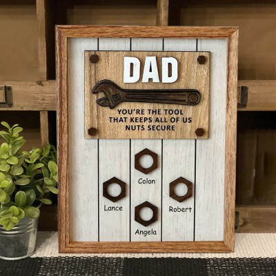 Personalized Funny Wooden Dad Sign with Kids Name Fathers Day Gift from Kids