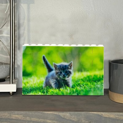 Pet Lover Personalized Building Bricks Photo Block Custom Pet Portrait Pet Gift for Her