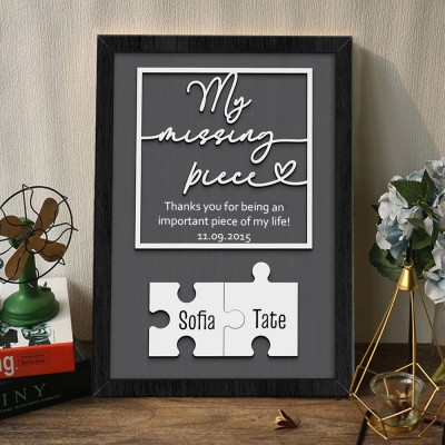 Personalized My Missing Piece Wooden Puzzle Name Sign Valentine's Day Gift Ideas Anniversary Gifts for Her