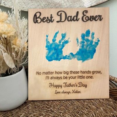 Personalized Best Dad Ever DIY Handprint Sign Father's Day Gifts