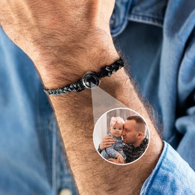 Personalized Photo Projection Bracelet for Men with Picture Inside Gift for Dad Grandpa Father's Day Gifts